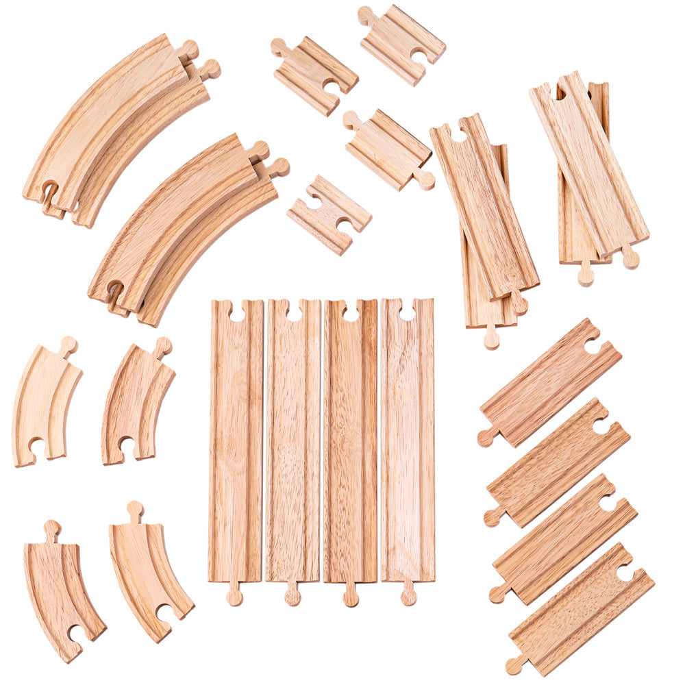 Bigjigs Rail Curves & Straights Wooden Train Track Expansion Pack