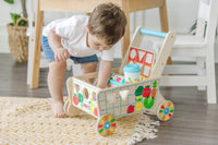 Melissa & Doug Wooden Shape Sorting Grocery Cart Push Toy and Puzzles
