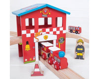 
              Bigjigs bjt037 Fire Station Train Set
            