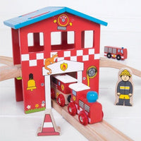Bigjigs bjt037 Fire Station Train Set