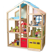 Melissa and Doug Hi-Rise Wooden Dollhouse and Furniture Set